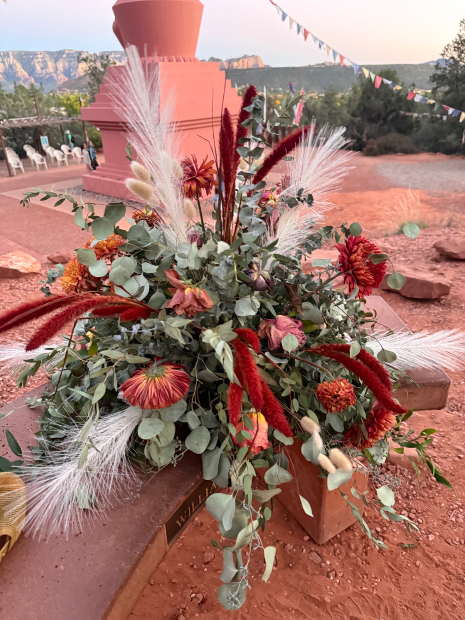 Lush floral arrangement styled for a meaningful retreat or event